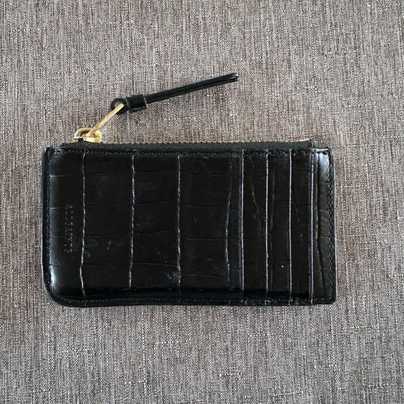 ALL SAINTS LEATHER CARD HOLDER COIN PURSE BLACK - Picture 2 of 3